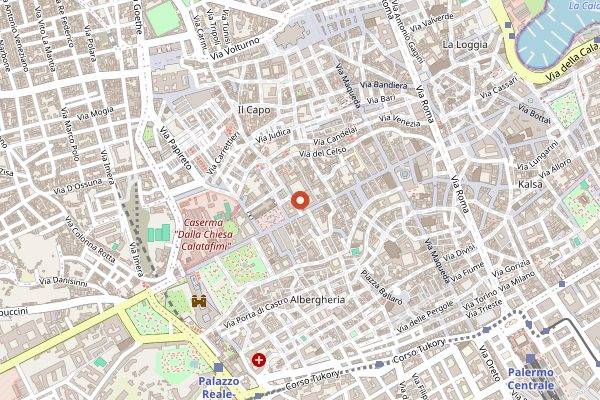 Map showing Moltivolti Cafe in Palermo