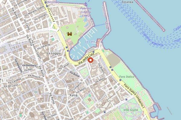 Map showing Casa del Brodo dal Dottore in Palermo