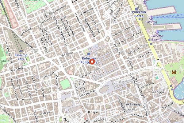 Map showing Osteria Pizzeria Re Borbone in Palermo