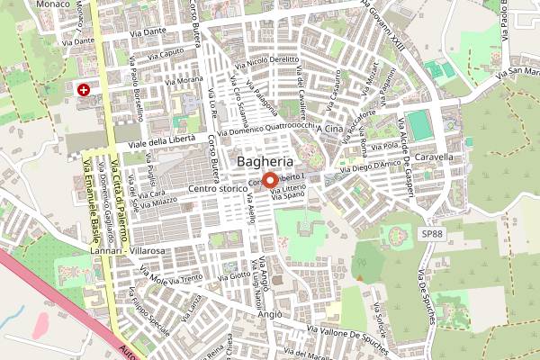 Map showing Sfincione Fest in Palermo