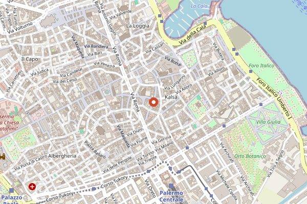 Map showing Osteria dei Vespri in Palermo