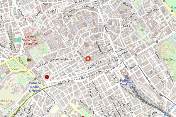 Map showing Ballaro Stigghiola Braziers in Palermo