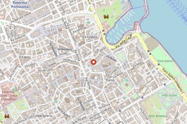 Map showing Buatta Cucina Popolana in Palermo