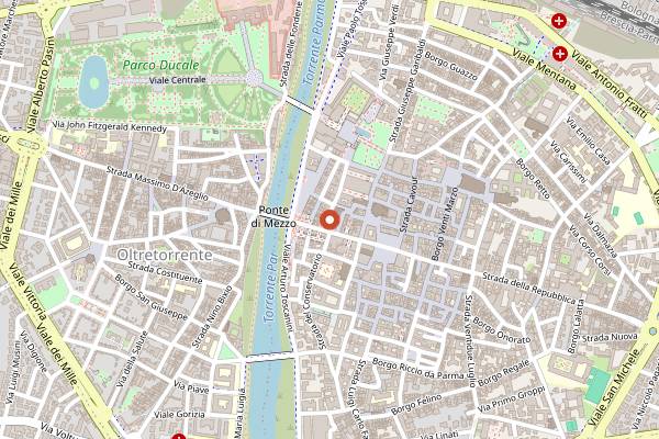 Map showing Panificio Alinovi in Parma