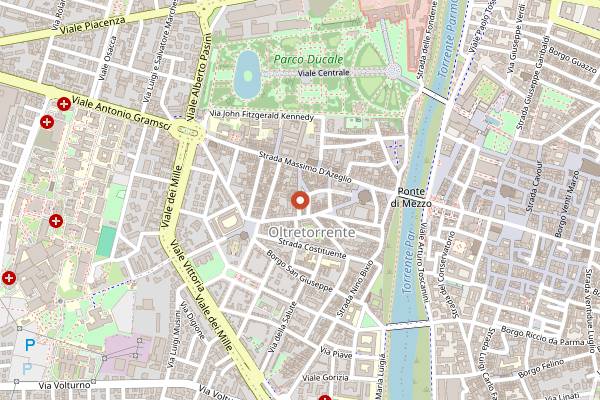 Map showing Bastian Contrario in Parma