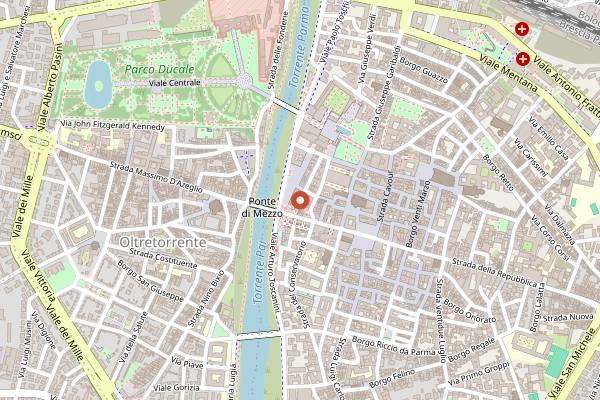 Map showing Antica Osteria della Ghiaia in Parma
