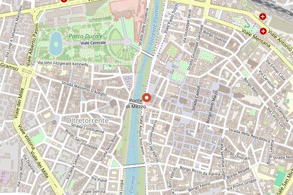 Map showing Osteria dei Servi in Parma