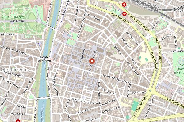 Map showing Borgo 20 in Parma