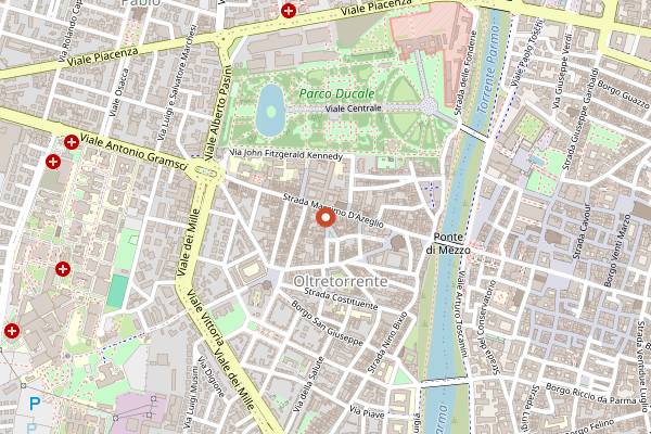 Map showing Osteria Virgilio in Parma