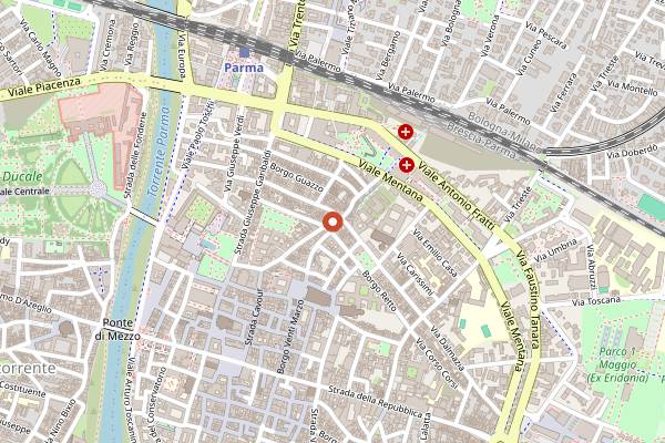 Map showing Soj Vino e Cucina in Parma