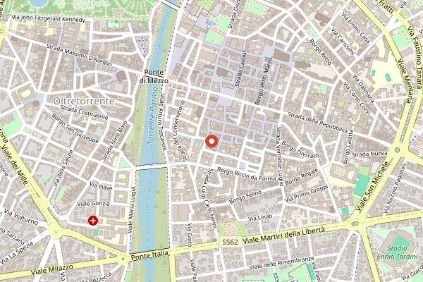 Map showing Trattoria del Tribunale in Parma