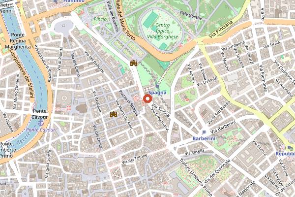 Map showing Hassler Bar in Rome