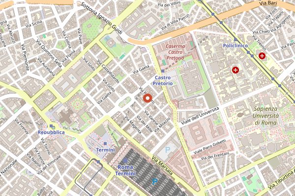 Map showing The Yellow Bar in Rome