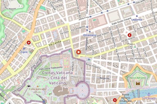 Map showing Caffe dei Papi in Rome
