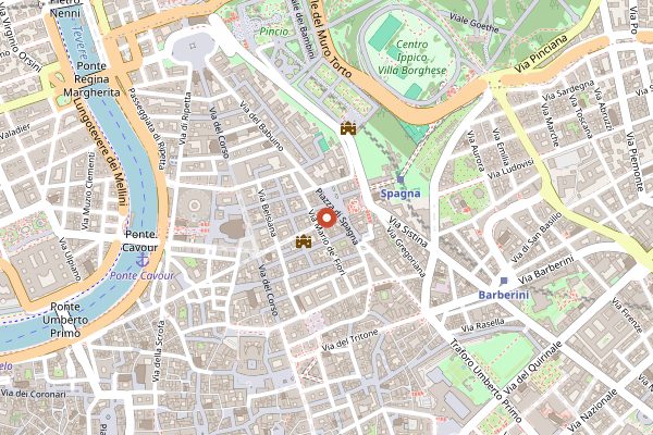 Map showing Antico Caffe Greco in Rome