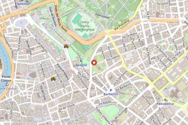 Map showing La Terrazza at Hotel Eden in Rome