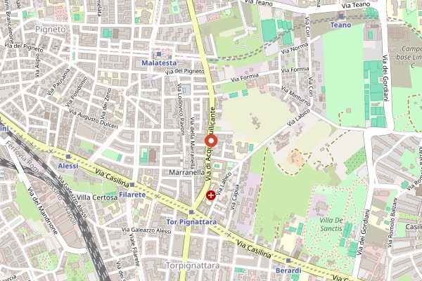 Map showing Trecca in Rome
