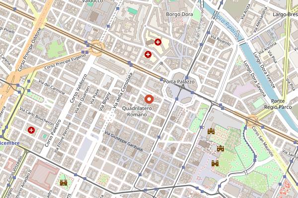 Map showing Tre Galli in Turin