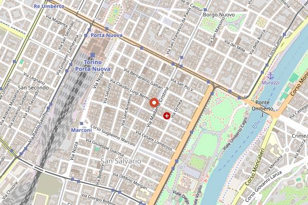 Map showing Horas Kebab in Turin