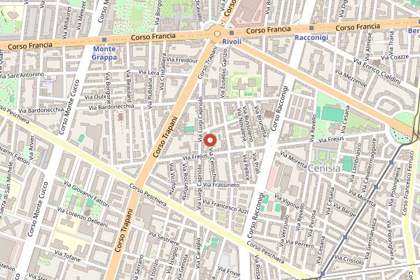 Map showing Osteria Antiche Sere in Turin