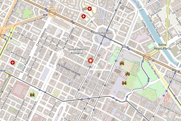 Map showing L'Acino in Turin