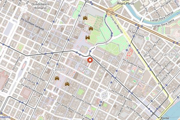 Map showing Caffe Mulassano in Turin