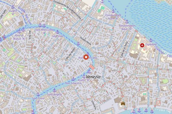 Map showing Al Merca in Venice