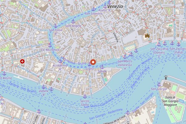 Map showing Bar Longhi in Venice
