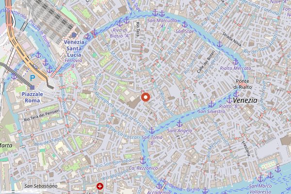 Map showing Il Mercante in Venice
