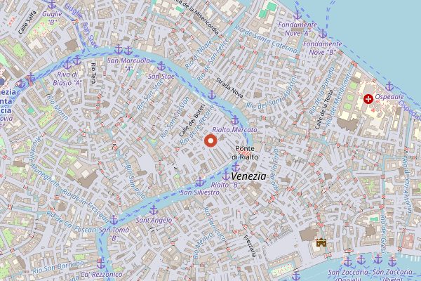 Map showing Osteria All'Arco in Venice