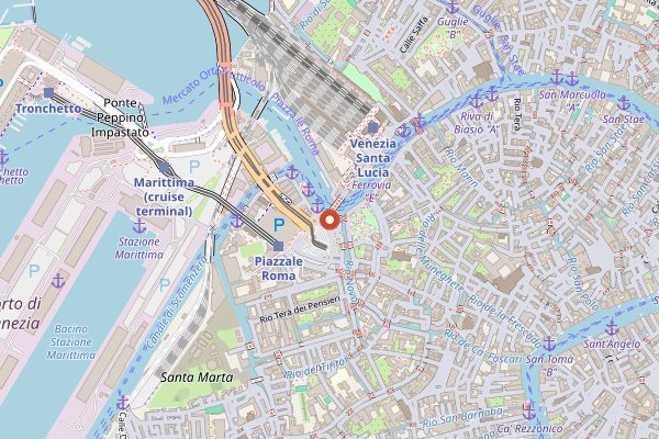 Map showing Vecio Fritolin (cartoccio window) in Venice