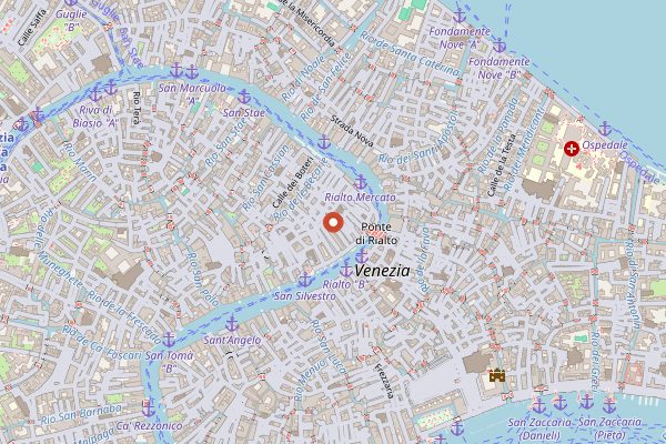 Map showing Caffe del Doge in Venice