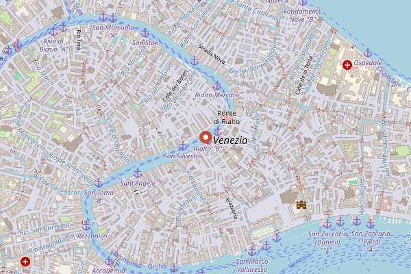 Map showing Osteria La Zucca in Venice