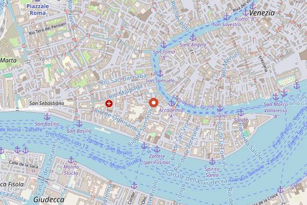Map showing Taverna San Trovaso in Venice