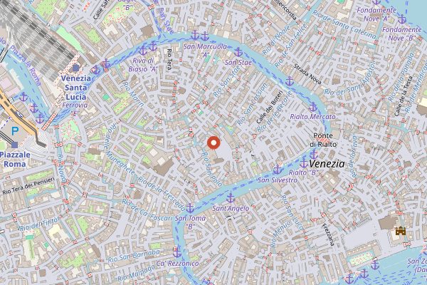 Map showing Trattoria alla Madonna in Venice