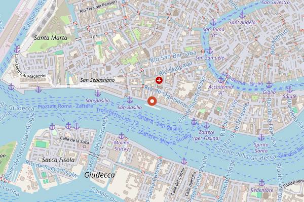 Map showing OKE Zattere in Venice