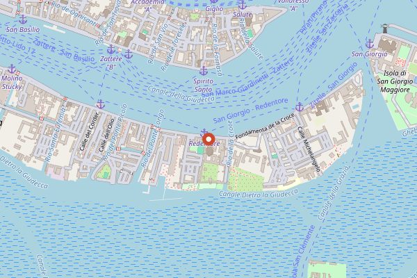 Map showing Festa del Redentore in Venice