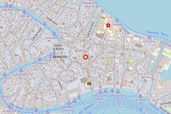 Map showing Osteria alle Testiere in Venice