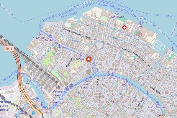 Map showing Trattoria Bar Pontini in Venice