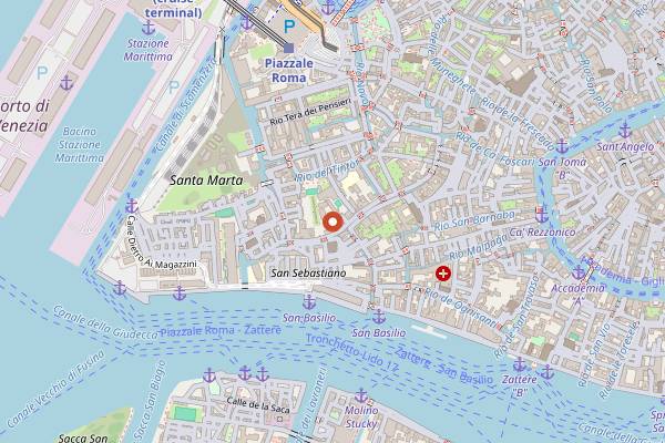 Map showing Bar Foscarini in Venice