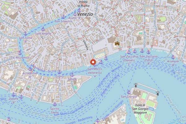 Map showing Harry's Bar in Venice