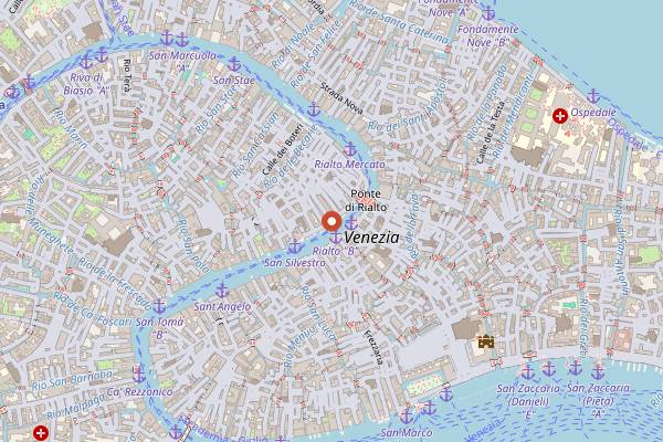 Map showing La Terrazza Bar at H10 Palazzo Canova in Venice