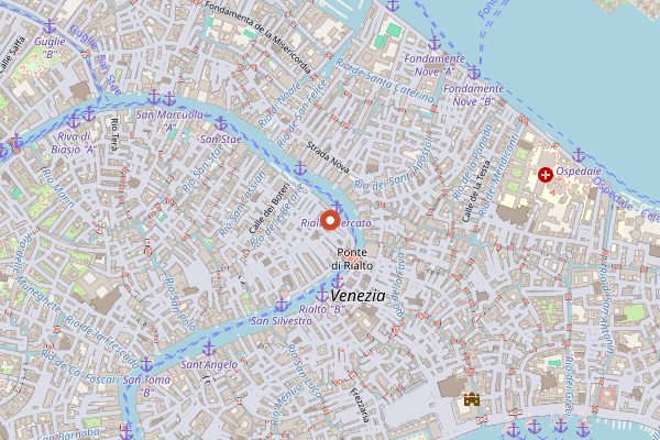 Map showing Al Merca in Venice