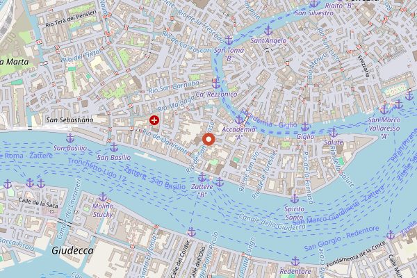 Map showing Cantinone Gia Schiavi (Cantina Schiavi) in Venice