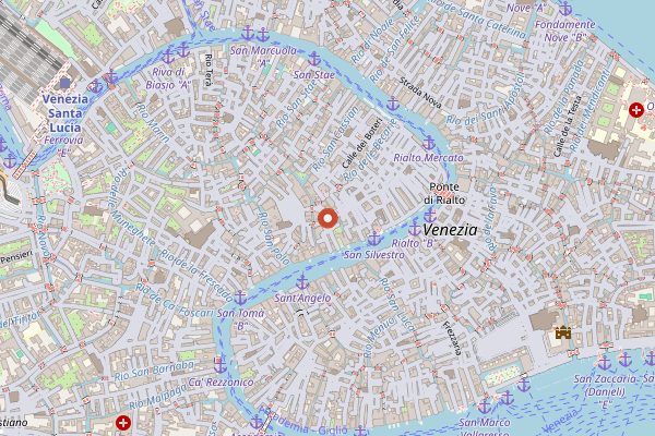 Map showing Osteria Vinotellica in Venice