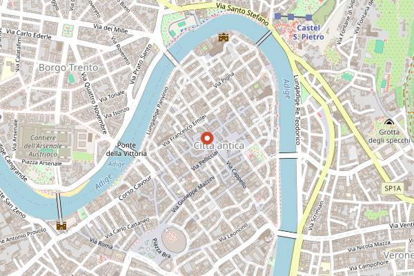 Map showing Pasticceria De Rossi in Verona