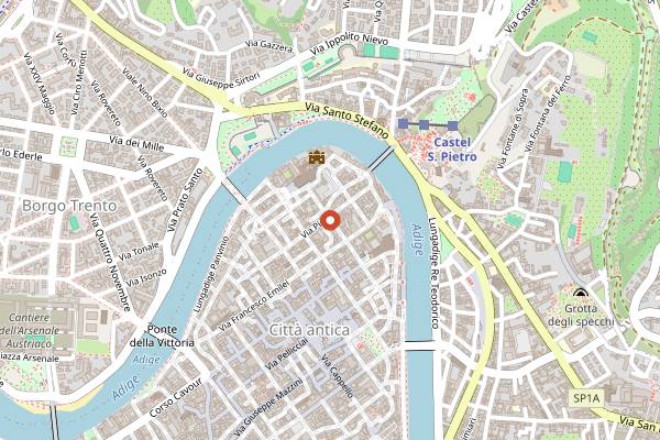 Map showing Antica Osteria al Duomo in Verona