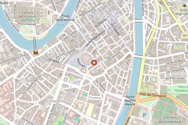 Map showing Caffe degli Artisti in Verona