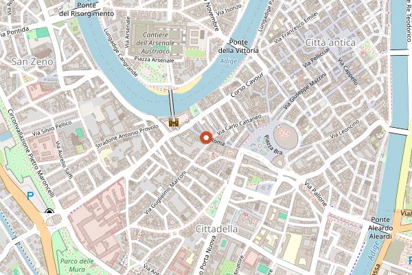 Map showing Bottega del Caffe Dersut in Verona