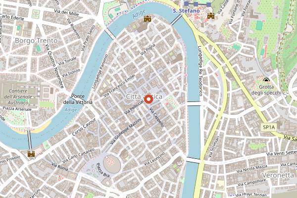 Map showing Caffè Barbarani in Verona